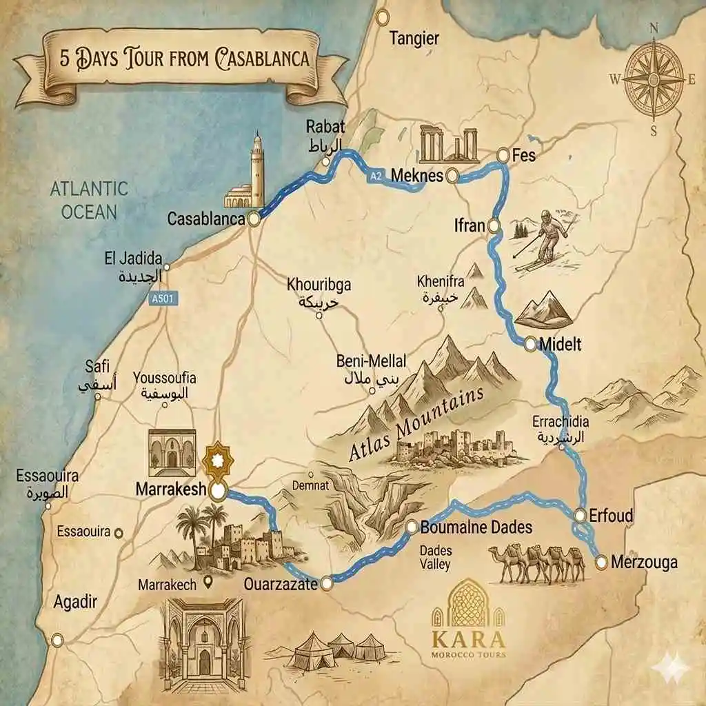 5 Day Private Morocco Tour from Casablanca to Marrakech 5 Day Private Morocco Tour from Casablanca to Marrakech